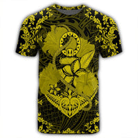 Hawaii Anchor Hibiscus Flower Vintage T Shirt Yellow - Polynesian Pride