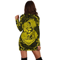 Hawaii Anchor Hibiscus Flower Vintage Hoodie Dress - AH - Yellow - Polynesian Pride