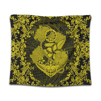 Hawaii Anchor Hibiscus Flower Vintage Tapestry - AH - Yellow Wall Tapestry Black - Polynesian Pride