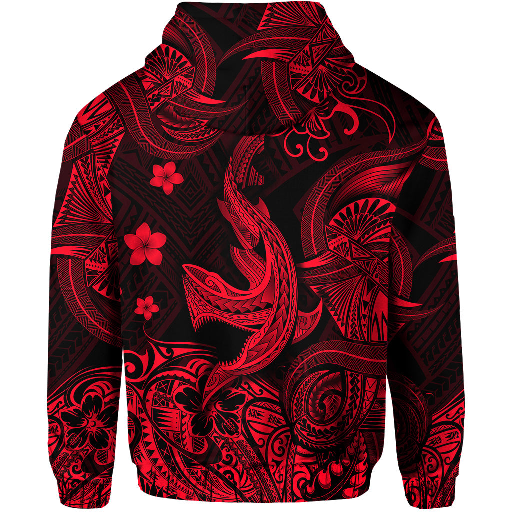 Hawaii Shark Angry Polynesian Zip Hoodie Unique Style Red LT8 - Polynesian Pride