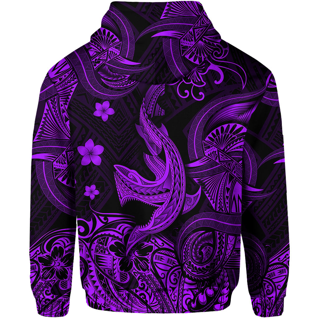 Hawaii Angry Shark Polynesian Hoodie Unique Style Purple LT8 - Polynesian Pride
