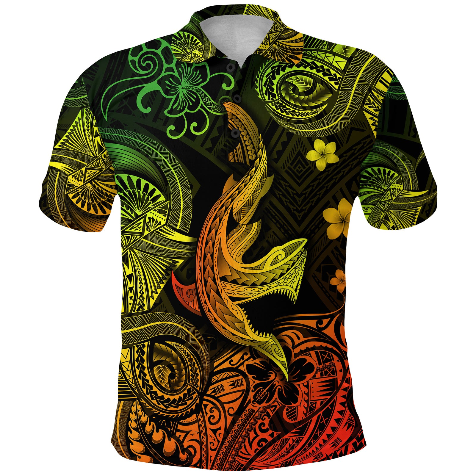 Hawaii Angry Shark Polynesian Polo Shirt Unique Style Reggae LT8 - Polynesian Pride