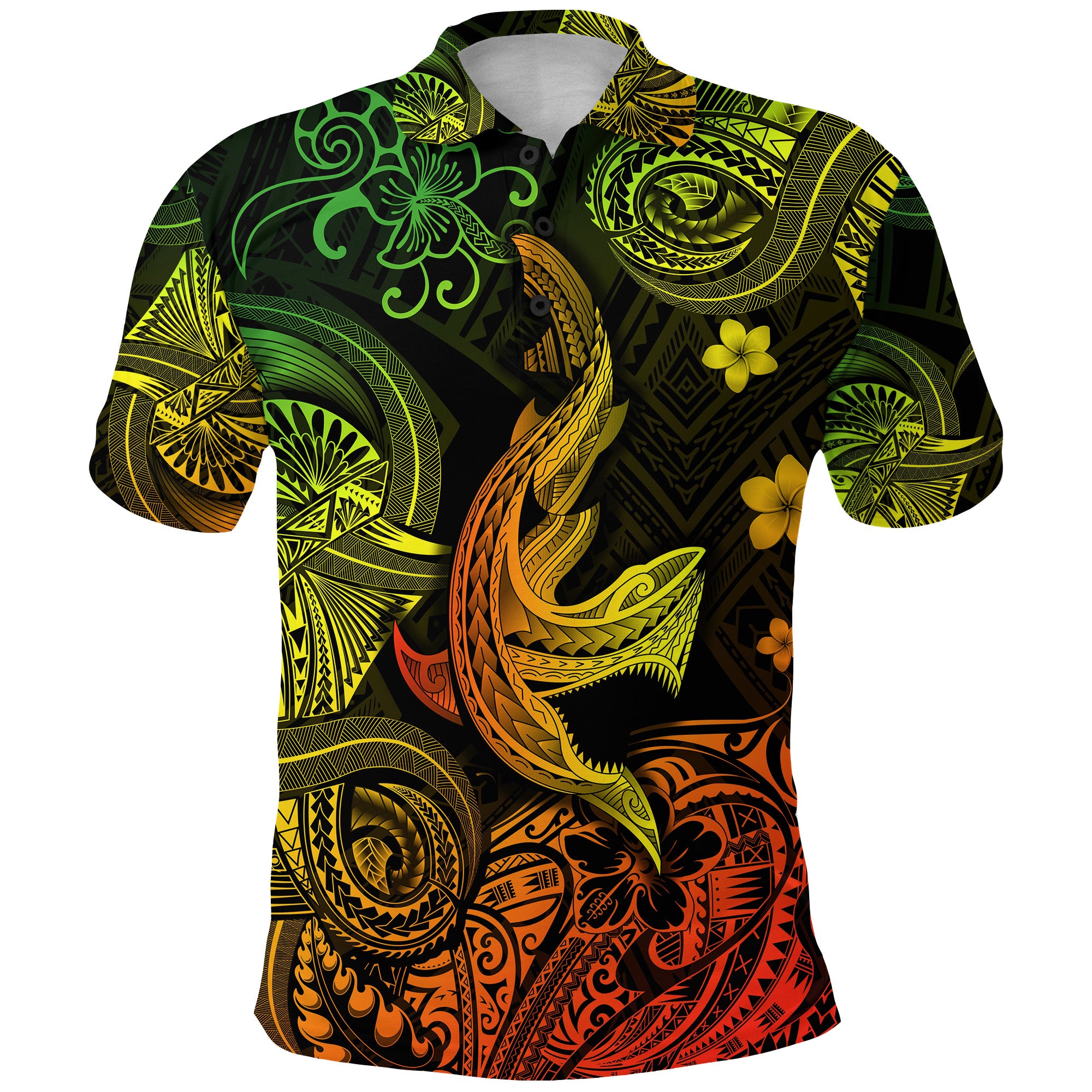 Custom Hawaii Angry Shark Polynesian Polo Shirt Unique Style Reggae - Polynesian Pride