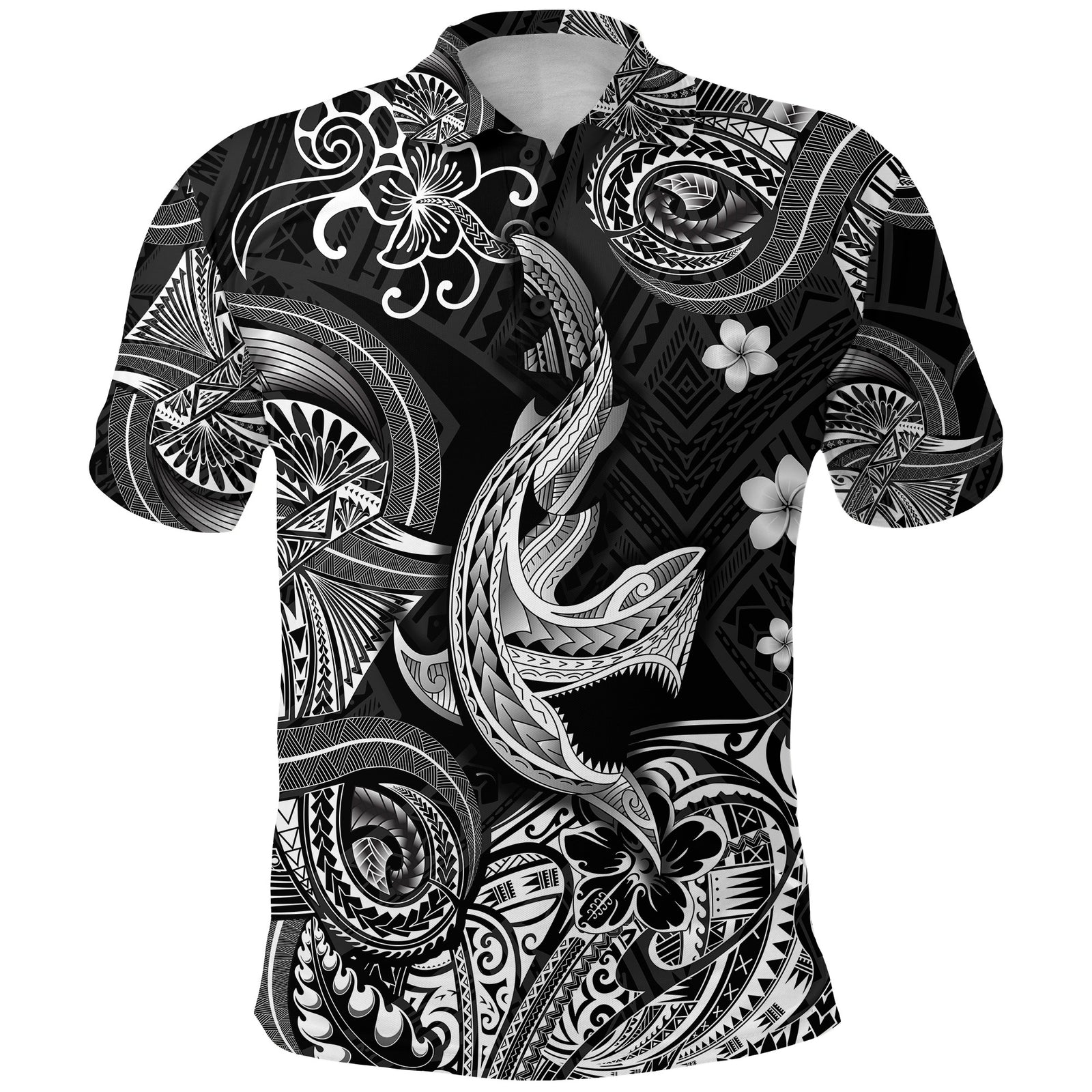 Hawaii Angry Shark Polynesian Polo Shirt Unique Style Black LT8 - Polynesian Pride