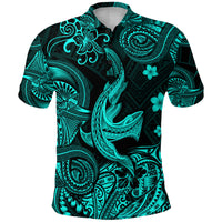 Hawaii Angry Shark Polynesian Polo Shirt Unique Style Turquoise LT8 - Polynesian Pride