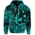 Custom Hawaii Angry Shark Polynesian Zip Hoodie Unique Style Turquoise LT8 - Polynesian Pride