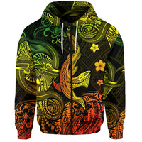 Custom Hawaii Angry Shark Polynesian Zip Hoodie Unique Style Reggae LT8 - Polynesian Pride