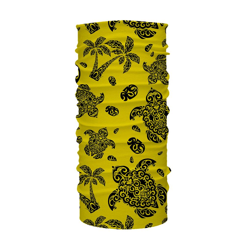 Hawaii Bandana Polynesian Turtle Palm And Sea Pebbles Yellow One Size Yellow - Polynesian Pride