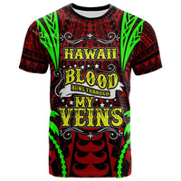 Hawaii T Shirt Blood Runs Through My Veins Style Flag Unisex Red - Polynesian Pride