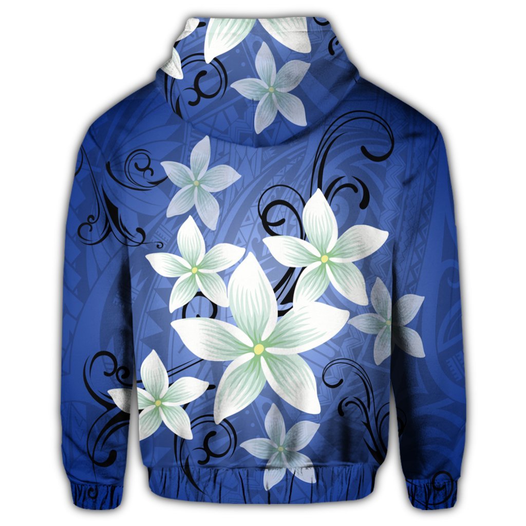 Hawaiian Blue Plumeria Hoodie - Polynesian Pride