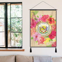Hawaii Coat Of Arm Hibiscus Hanging Poster - AH - Polynesian Pride