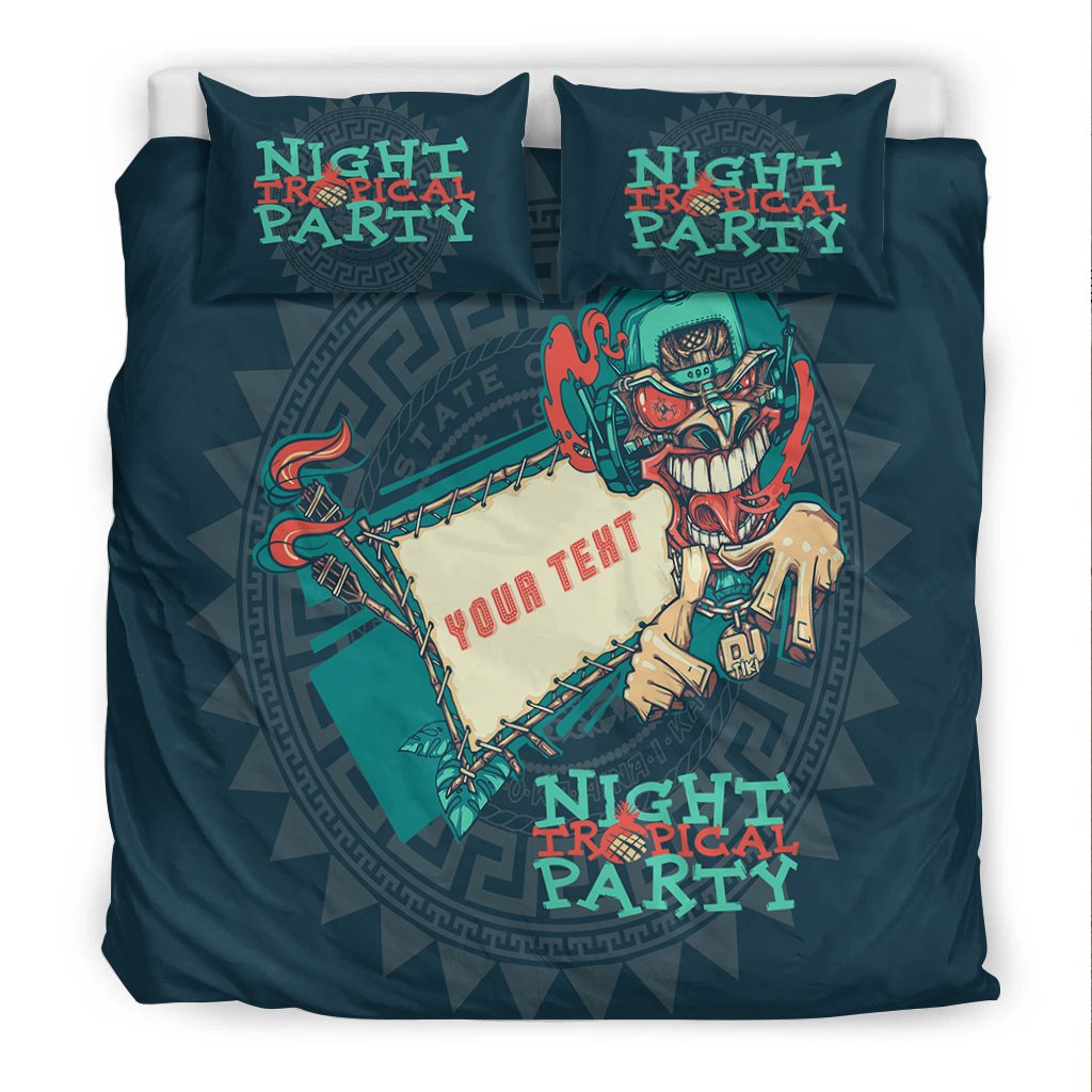 Hawaii Custom Personalized Bedding Set - Tiki DJ Party - Polynesian Pride
