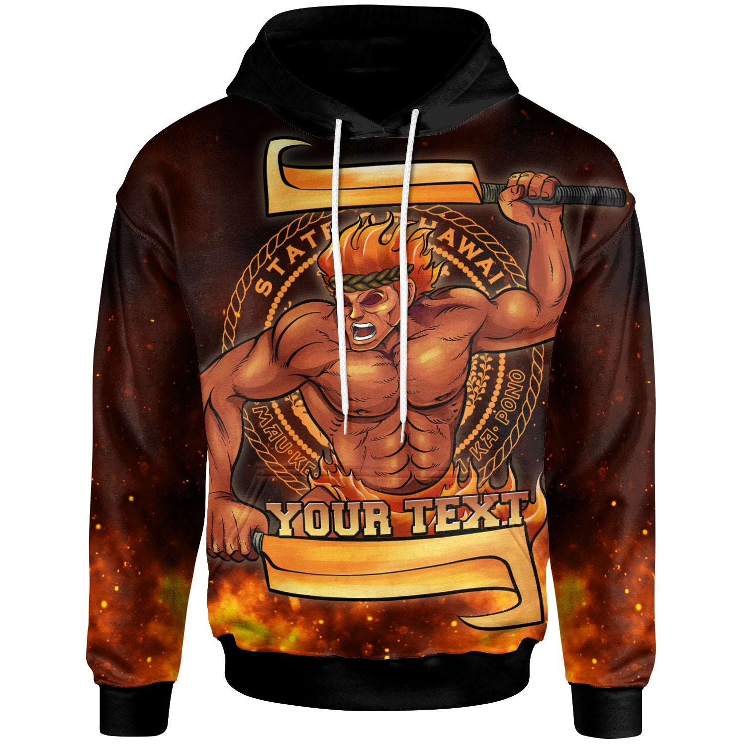 Hawaii Custom Personalized Hoodie The Fire Knife Dance Unisex Black - Polynesian Pride