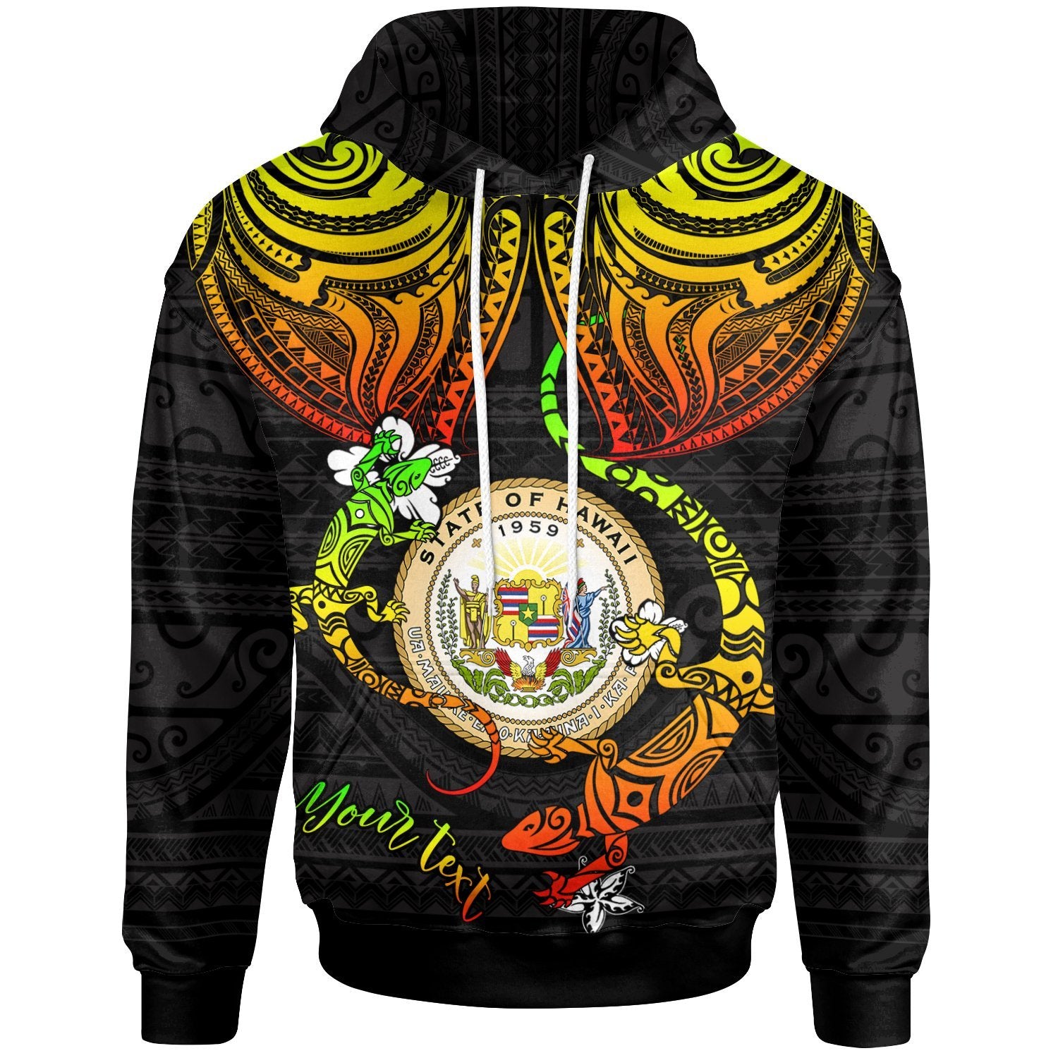 Hawaii Custom Hoodie Lizard Good Chest Unisex Reggae - Polynesian Pride