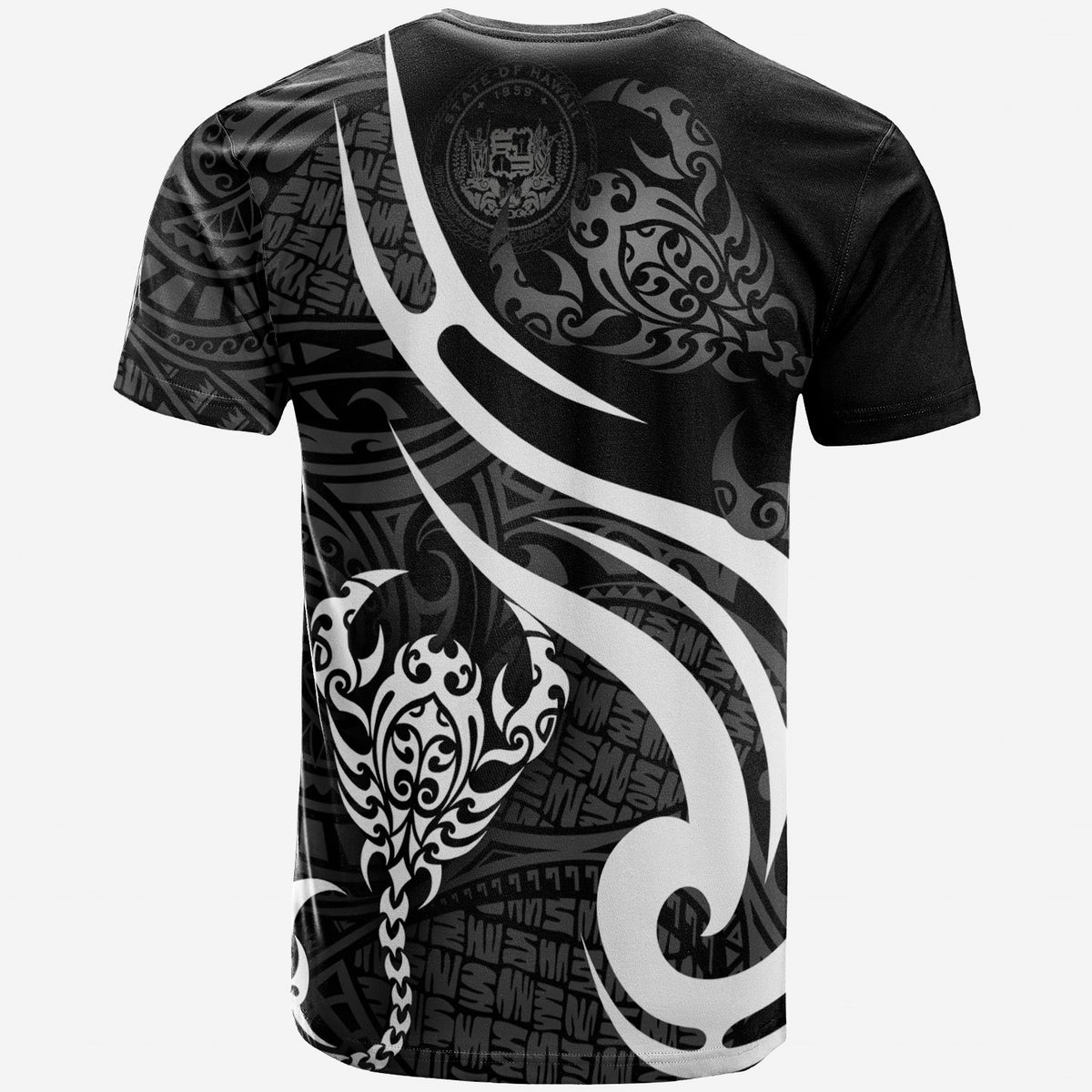 Hawaii Custom T Shirt Scorpio Tribal Pattern Style White - Polynesian Pride