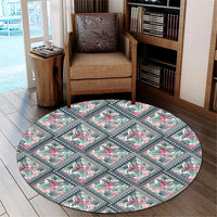 Hawaii Exotic Tropical Flowers In Pastel Colors Round Carpet - AH Round Carpet Luxurious Plush - Polynesian Pride
