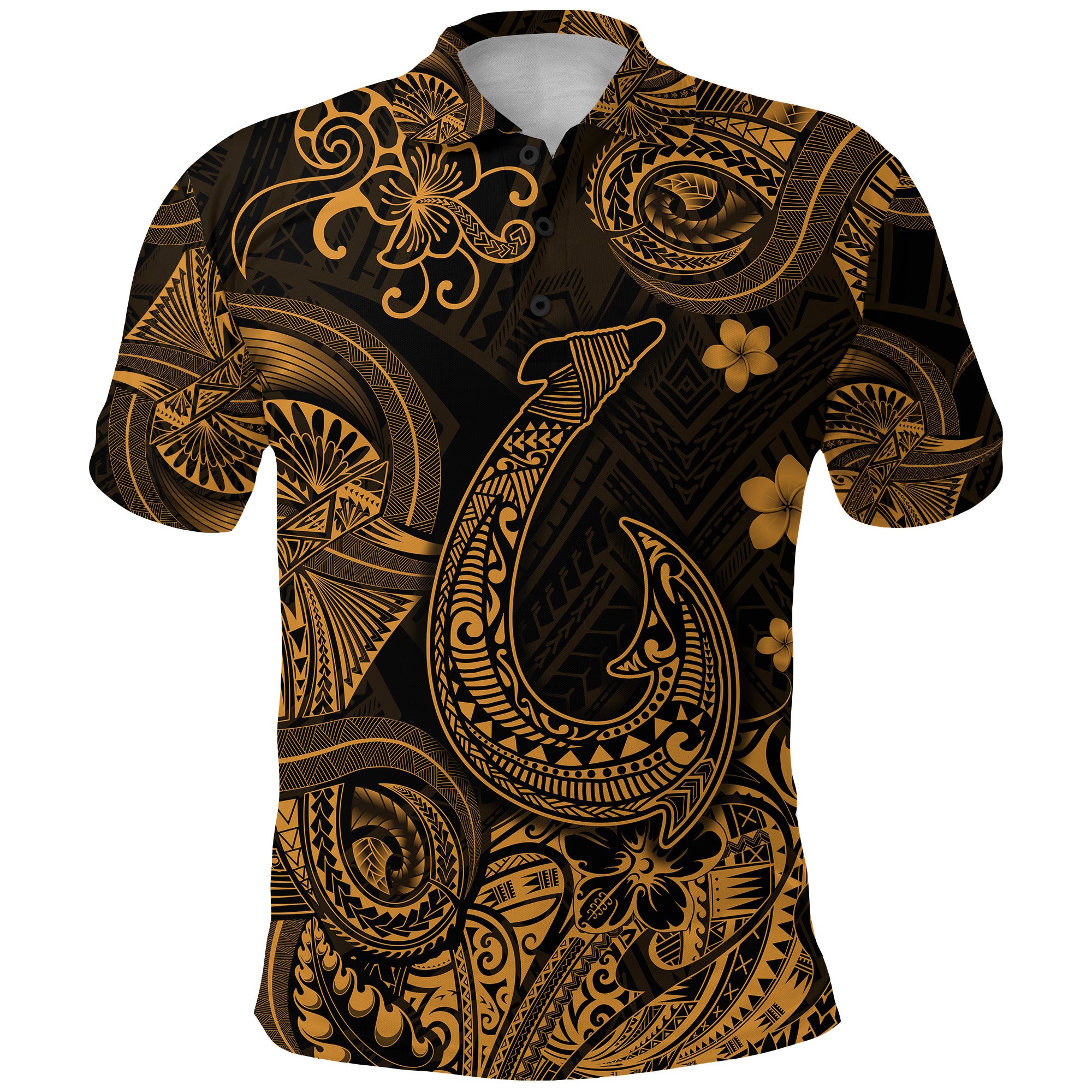 Custom Hawaii Fish Hook Polynesian Polo Shirt Unique Style Gold LT8 - Polynesian Pride