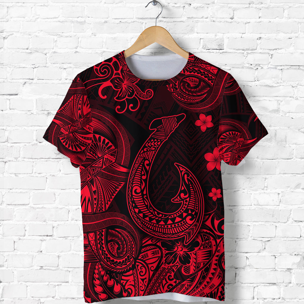 Custom Hawaii Fish Hook Polynesian T Shirt Unique Style Red LT8 - Polynesian Pride