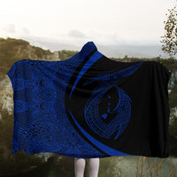 Hawaii Fish Hook Polynesian Hooded Blanket - Circle Style Blue - AH - Polynesian Pride