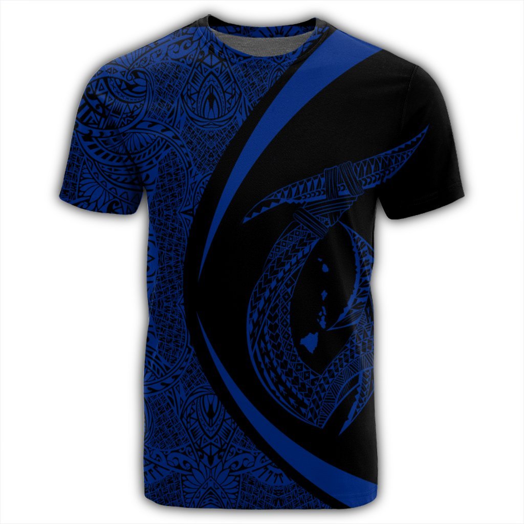 Hawaii Fish Hook Polynesian T Shirt Circle Style Blue - Polynesian Pride