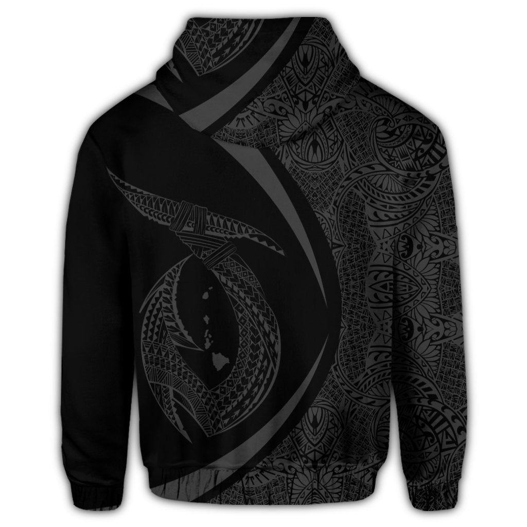 Hawaiian Fish Hook Polynesian Hoodie Circle Style Gray - Polynesian Pride