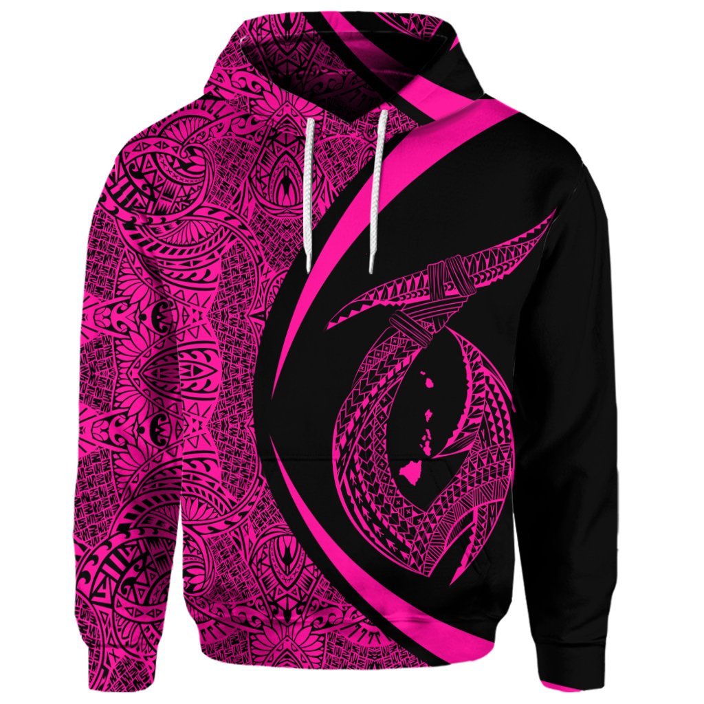 Custom Hawaii Fish Hook Polynesian Hoodie Circle Style Pink - Polynesian Pride