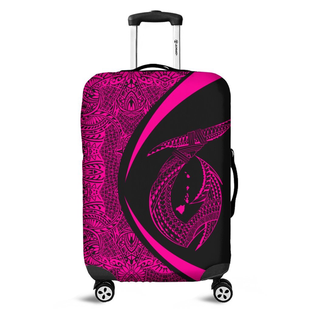 Hawaii Fish Hook Polynesian Luggage Covers - Circle Style Pink - AH Black - Polynesian Pride