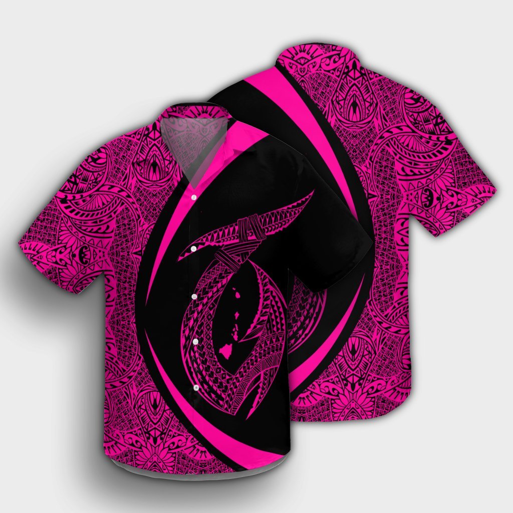 Hawaii Fish Hook Polynesian Hawaiian Shirt - Circle Style Pink - AH - Polynesian Pride