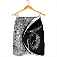 Hawaii Fish Hook Polynesian Men's Shorts - Circle Style White - AH - Polynesian Pride