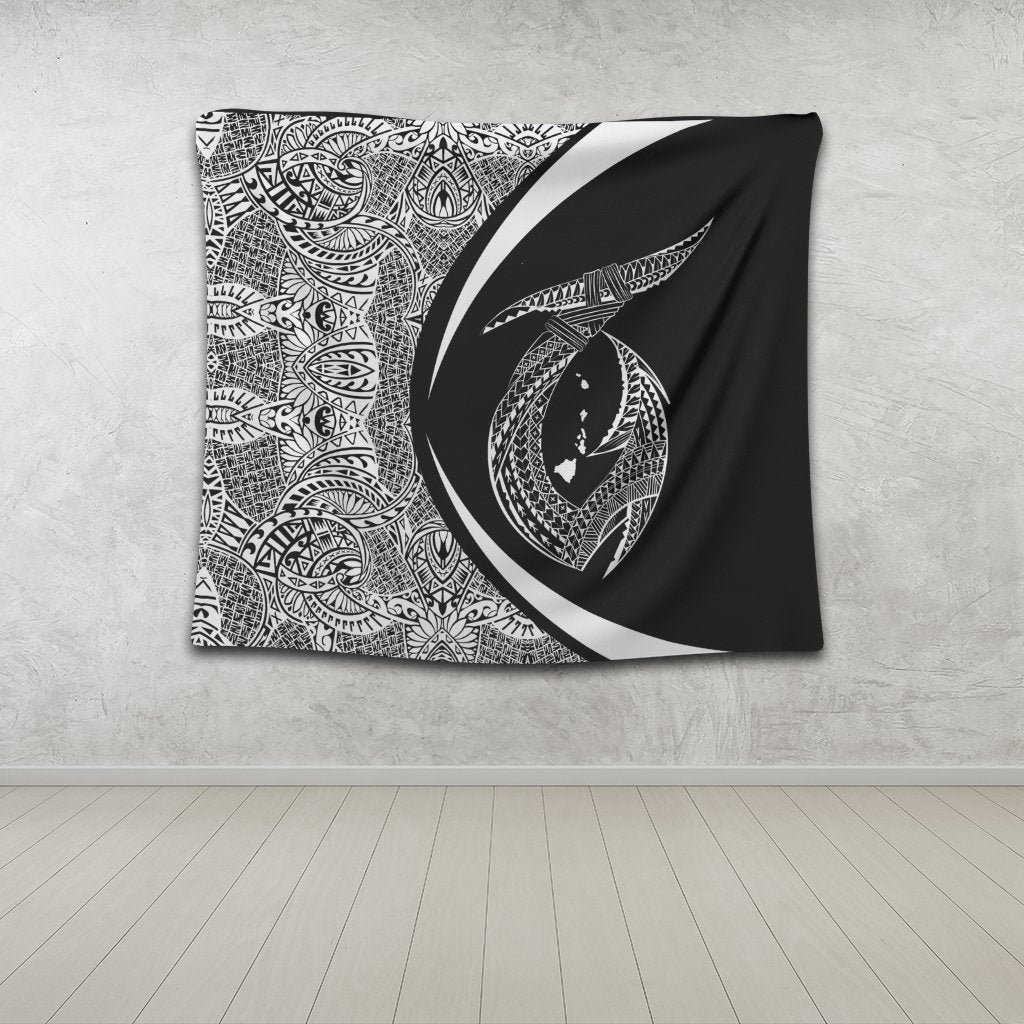 Hawaii Fish Hook Polynesian Tapestry - Circle Style White - AH - Polynesian Pride