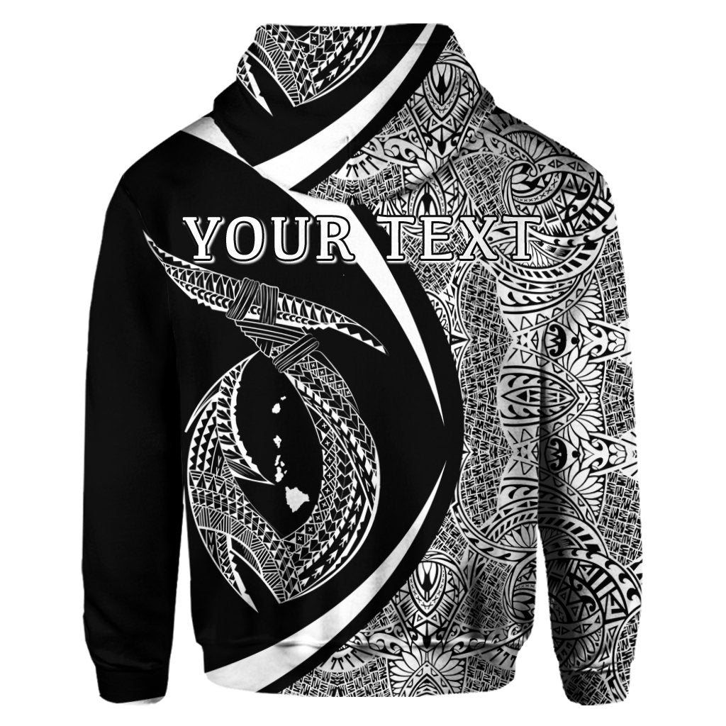 Custom Hawaii Fish Hook Polynesian Hoodie Circle Style White - Polynesian Pride