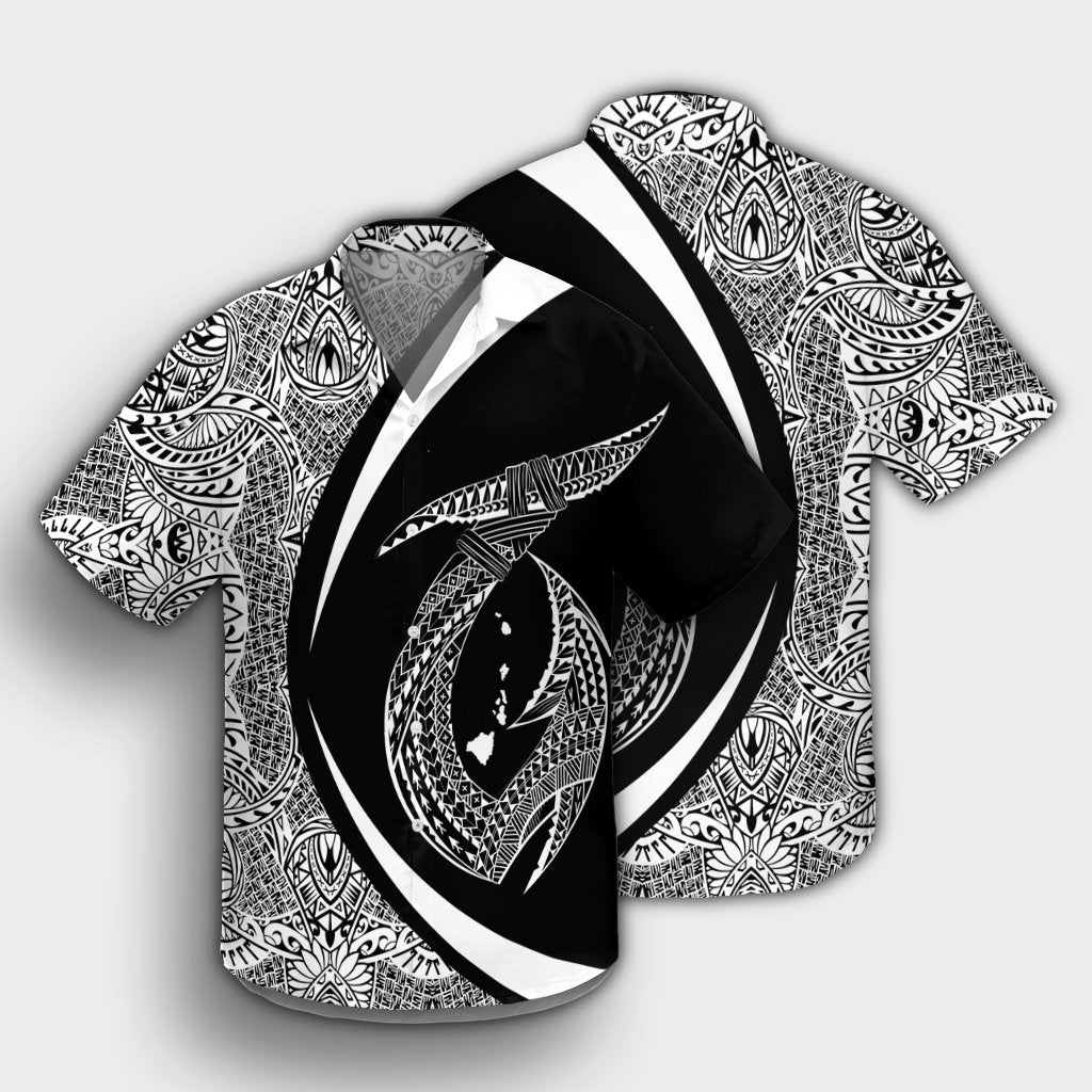 Hawaii Fish Hook Polynesian Hawaiian Shirt - Circle Style White - AH - Polynesian Pride
