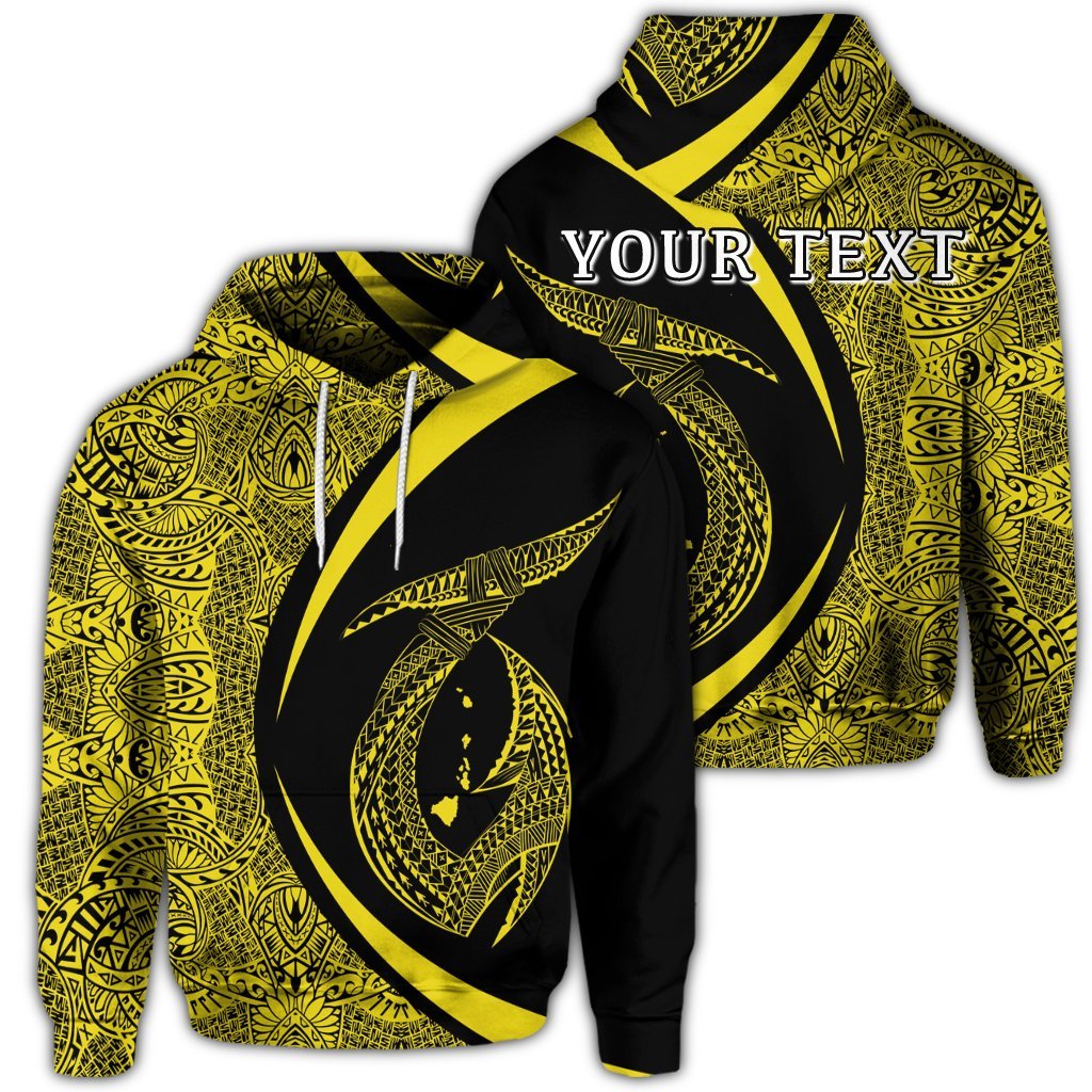 Custom Hawaii Fish Hook Polynesian Hoodie Circle Style Yellow Unisex Art - Polynesian Pride