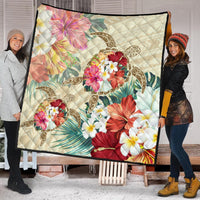 Hawaii Floral Turtle Premium Quilts - Beige - AH - Polynesian Pride