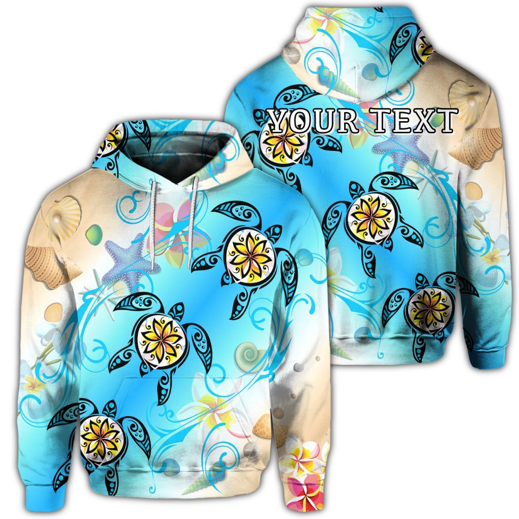 Custom Hawaii Fresh Beach Turtle Plumeria Hoodie Brian Style Unisex Art - Polynesian Pride