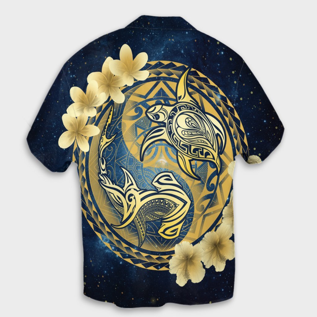 Hawaii Galaxay Yin Yang Turtle Shark Hibiscus Plumeria Hawaiian Shirt - AH - Polynesian Pride
