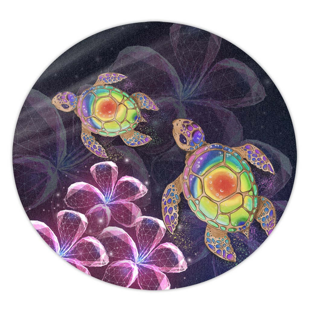 Hawaii Galaxy Turtle Hibiscus Round Carpet - AH Round Carpet Luxurious Plush - Polynesian Pride