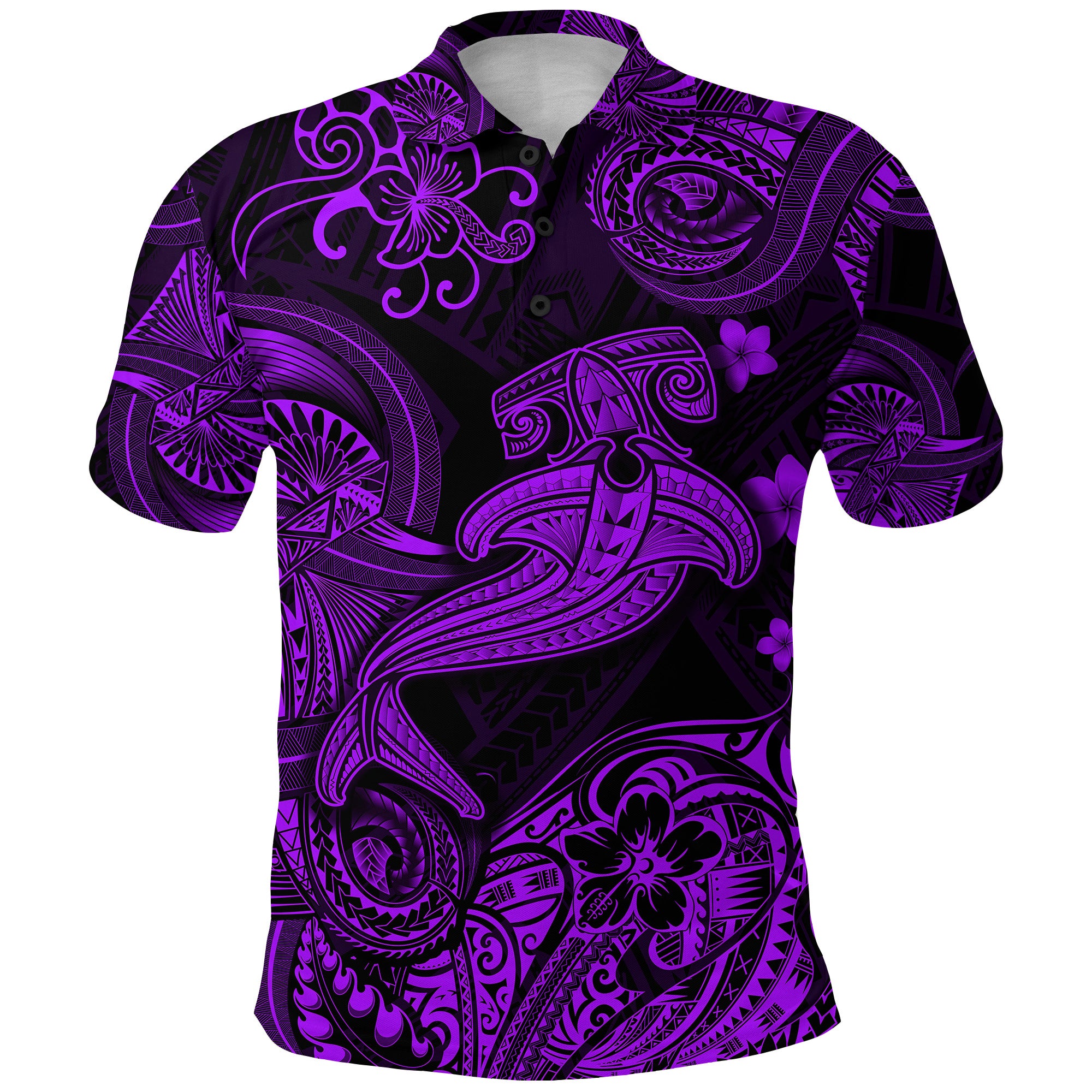 Custom Hawaii Hammer Shark Polynesian Polo Shirt Unique Style Purple LT8 - Polynesian Pride