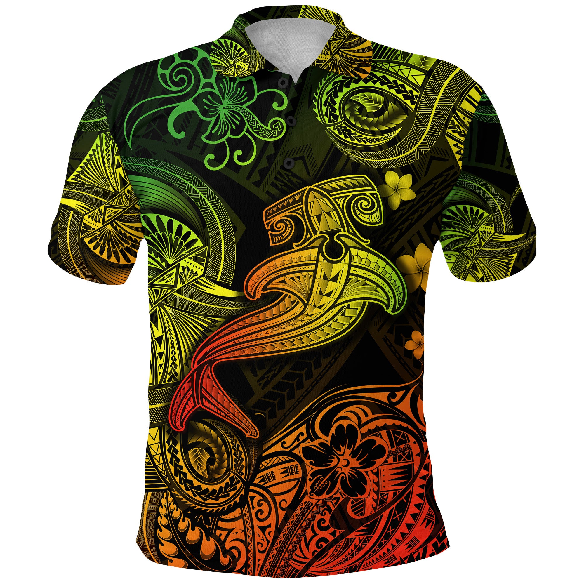 Custom Hawaii Hammer Shark Polynesian Polo Shirt Unique Style Reggae - Polynesian Pride