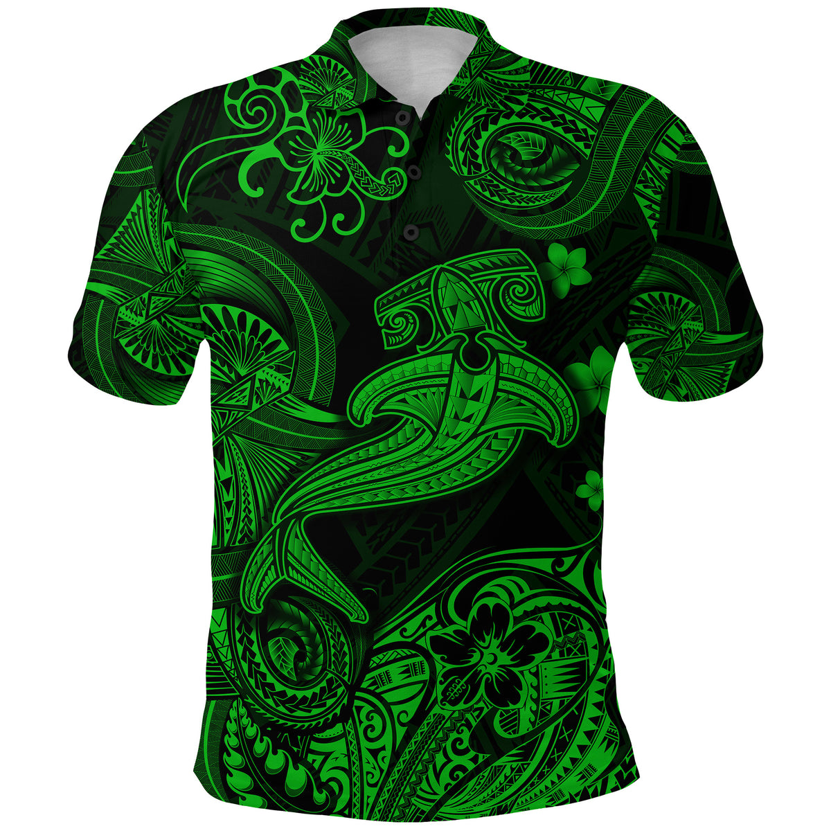 Hawaii Hammer Shark Polynesian Polo Shirt Unique Style Green LT8 - Polynesian Pride