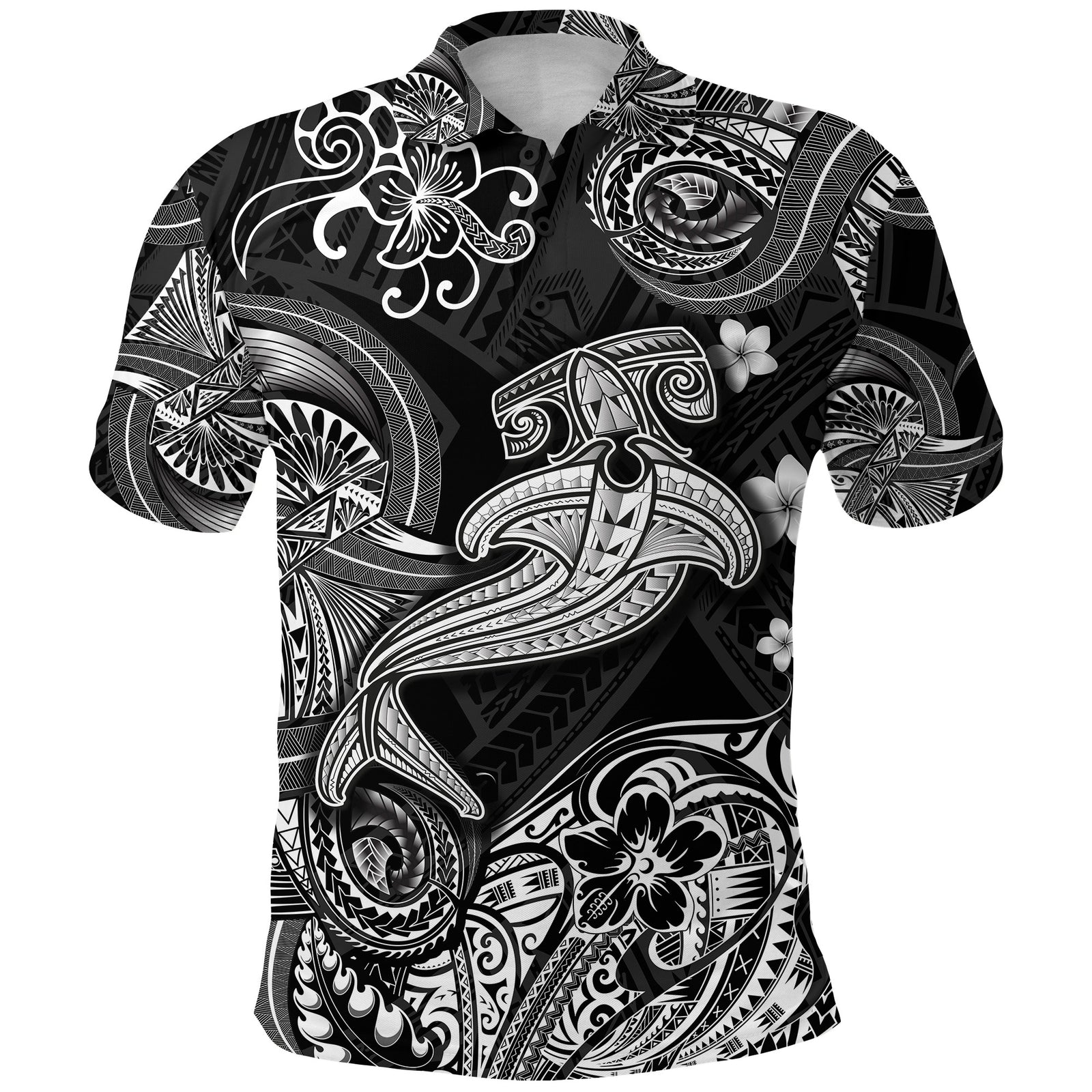 Hawaii Hammer Shark Polynesian Polo Shirt Unique Style Black LT8 - Polynesian Pride