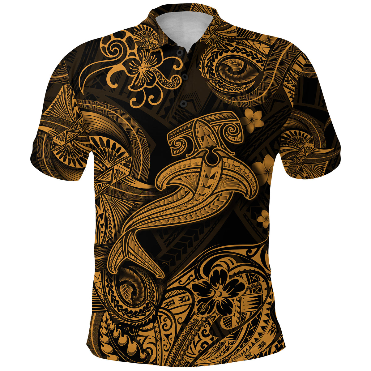 Hawaii Hammer Shark Polynesian Polo Shirt Unique Style Gold LT8 - Polynesian Pride
