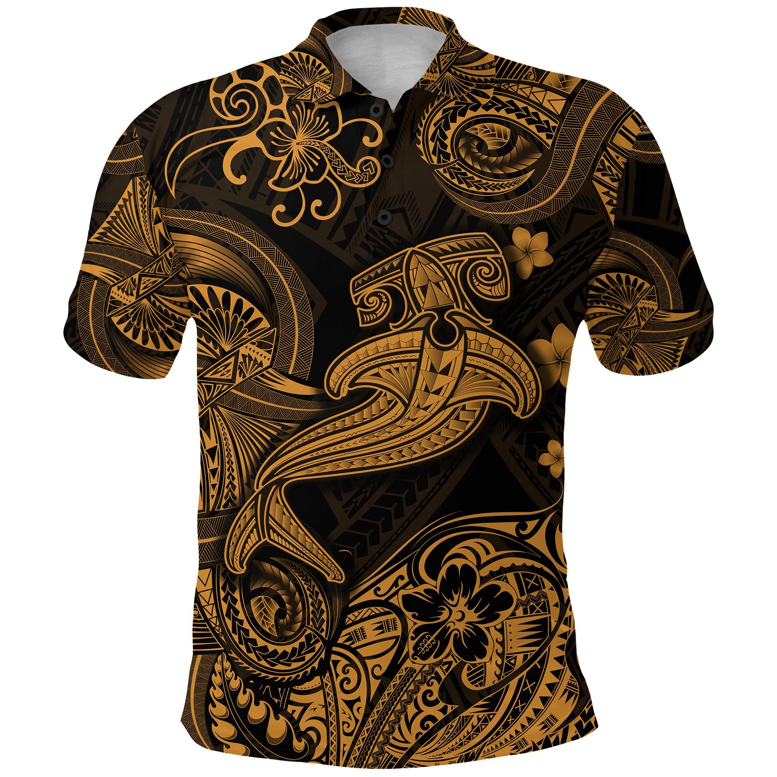 Hawaii Hammer Shark Polynesian Polo Shirt Unique Style Gold LT8 - Polynesian Pride