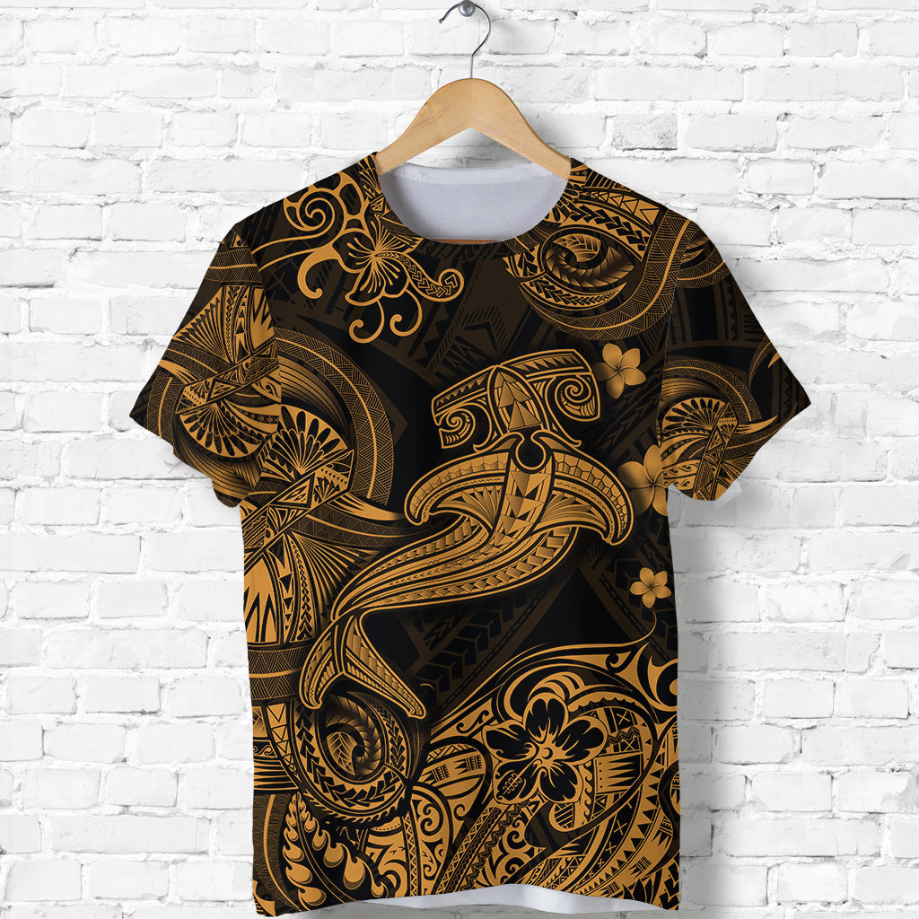 Custom Hawaii Hammer Shark Polynesian T Shirt Unique Style Gold LT8 - Polynesian Pride