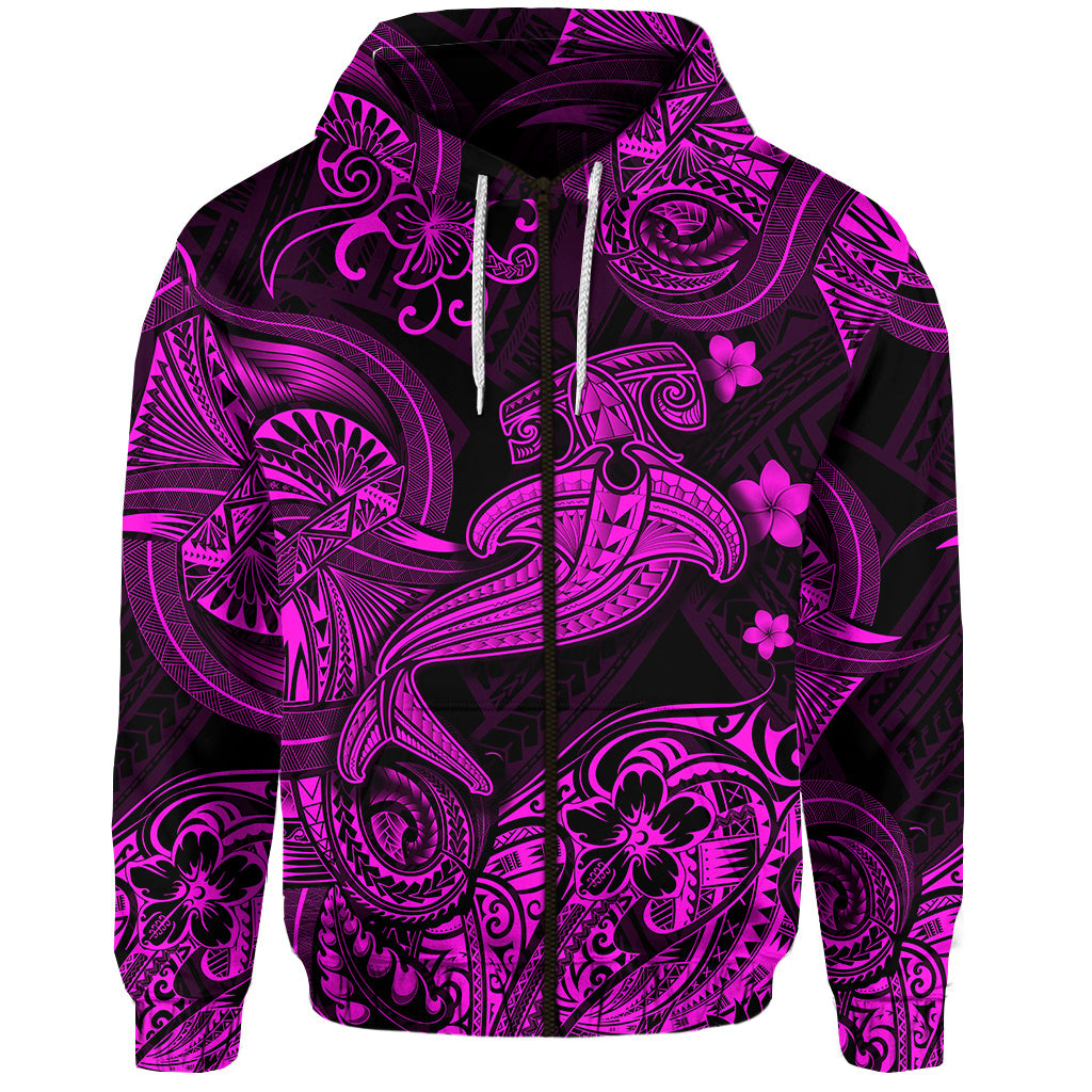 Custom Hawaii Hammer Shark Polynesian Zip Hoodie Unique Style Pink LT8 - Polynesian Pride