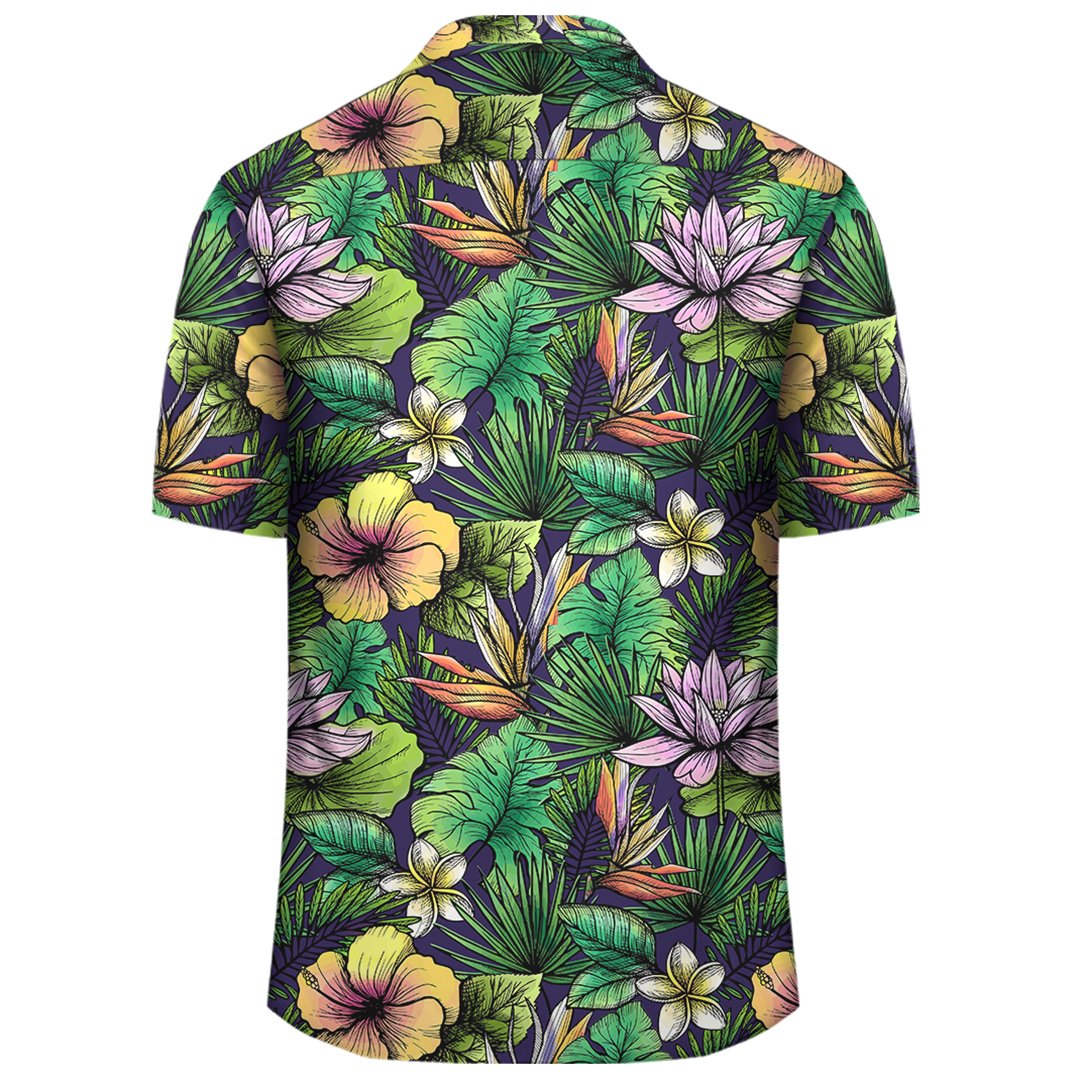 Hawaii Hibiscus And Plumeria Green Hawaiian Shirt - Polynesian Pride