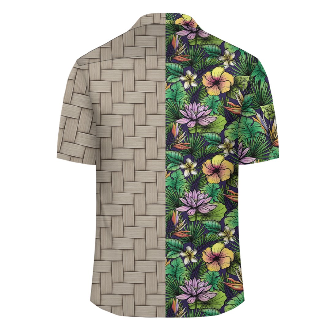 Hawaii Hibiscus And Plumeria Green Lauhala Moiety Hawaiian Shirt - Polynesian Pride
