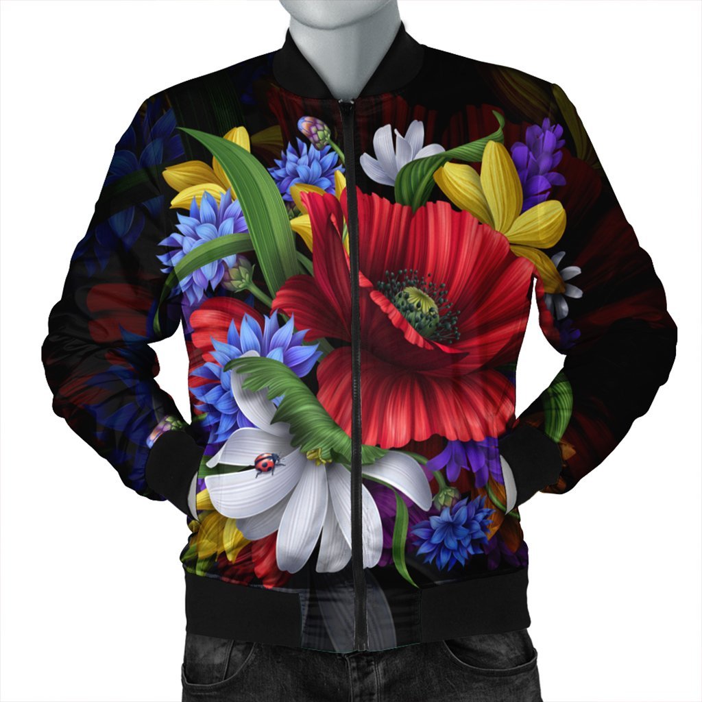 Hawaii Hibiscus Flower Beautiful Bomber Jacket - AH Black Unisex - Polynesian Pride