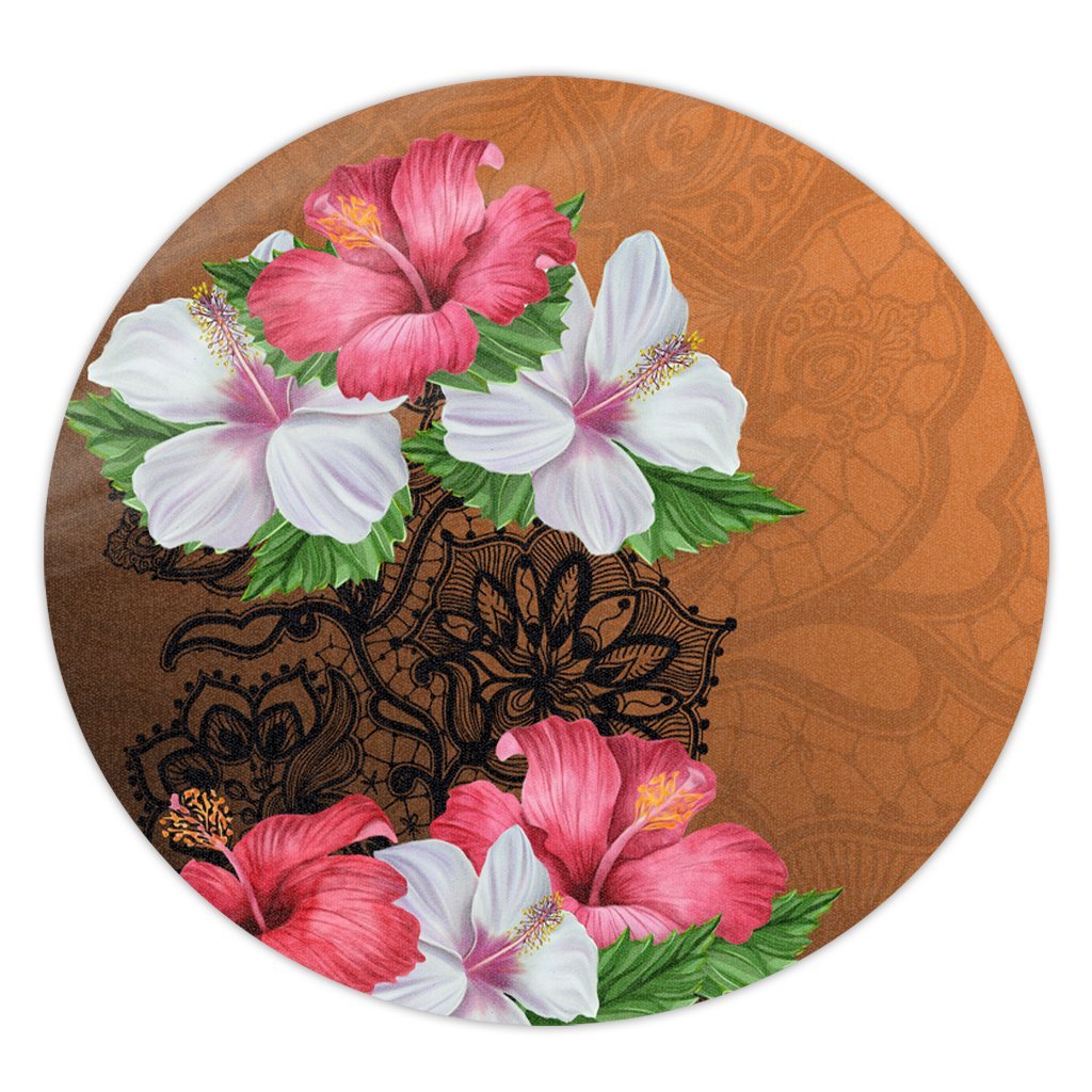 Hawaii Hibiscus Flower Polynesia Round Carpet - AH Round Carpet Luxurious Plush - Polynesian Pride