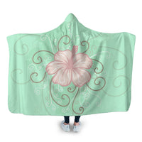Hawaii Hibiscus Pastel Hooded Blanket - AH Hooded Blanket White - Polynesian Pride